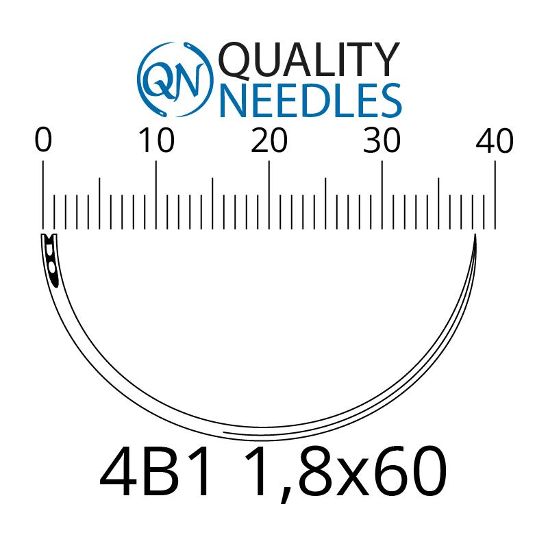 Голки хірургічні ріжучі, 4/8 (1/2), пружинне вушко, розмір 1,8х60 мм, 10 шт.